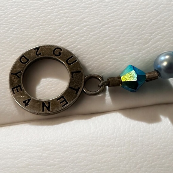 Vintage Stamped Signed 925 GULTEN DYE Boho Extra Long Blue & Silver Necklace - Picture 4 of 6